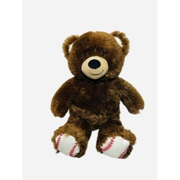 Build-A-Bear Workshop BABW Brown Baseball Bear Plush Stuffed Animal - Picture 1 of 5